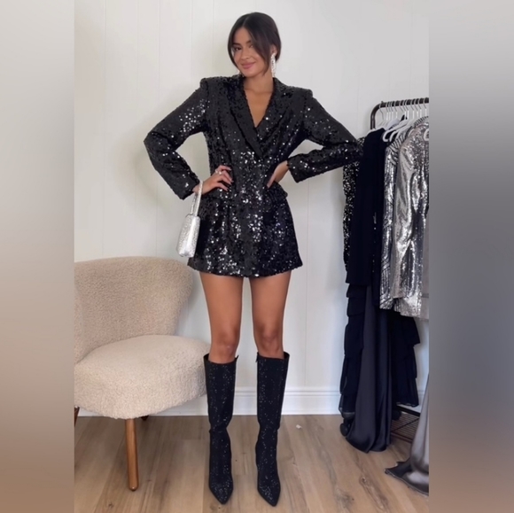 ZARA LONG SEQUIN BLAZER DRESS size XS - Picture 7 of 9